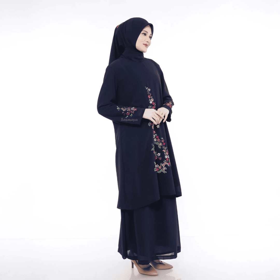 Malay Dress Suji - Navy - Image 5