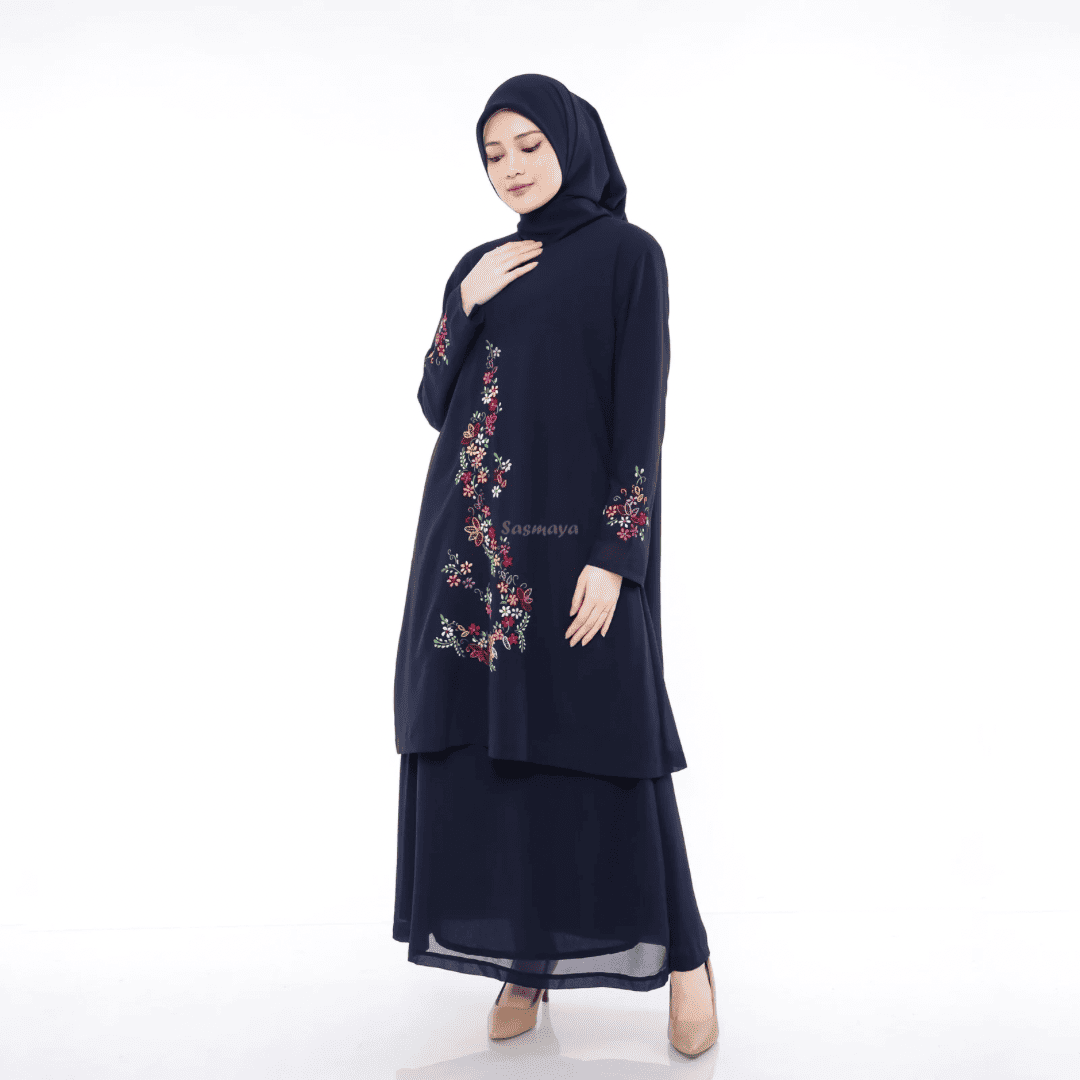 Malay Dress Suji - Navy - Image 2