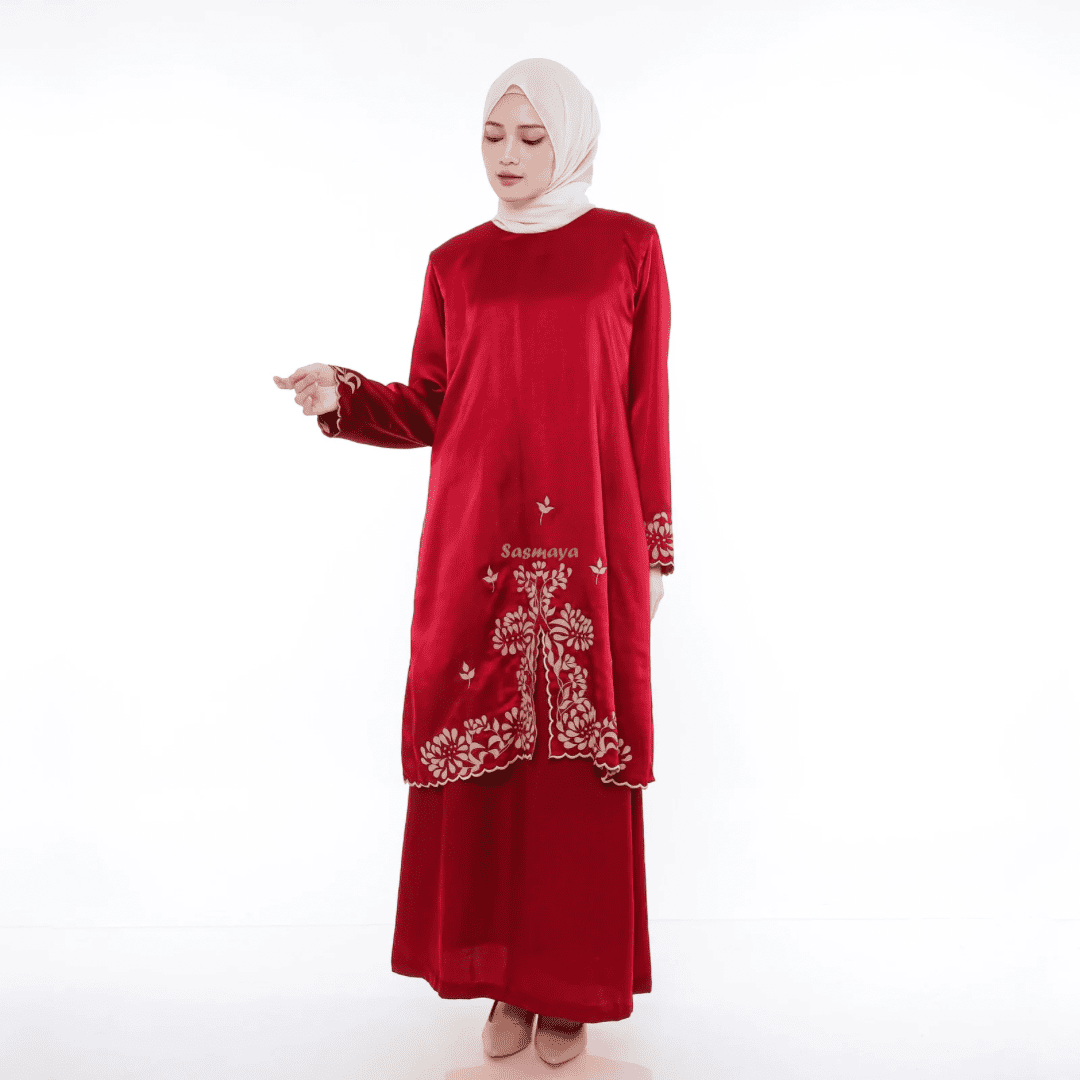 Malay Dress Kasiak Kasiak - Red - Image 7