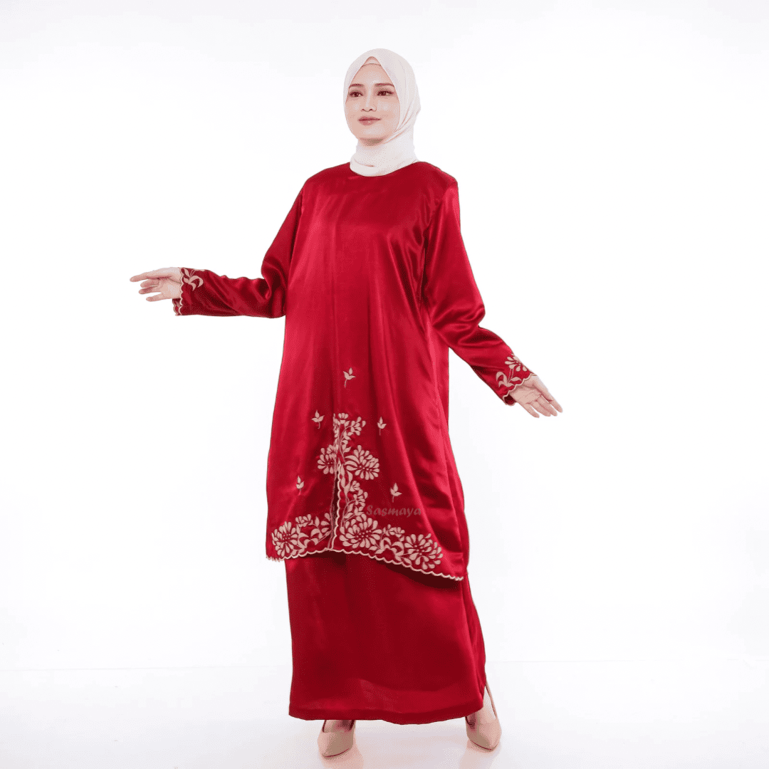 Malay Dress Kasiak Kasiak - Red - Image 3