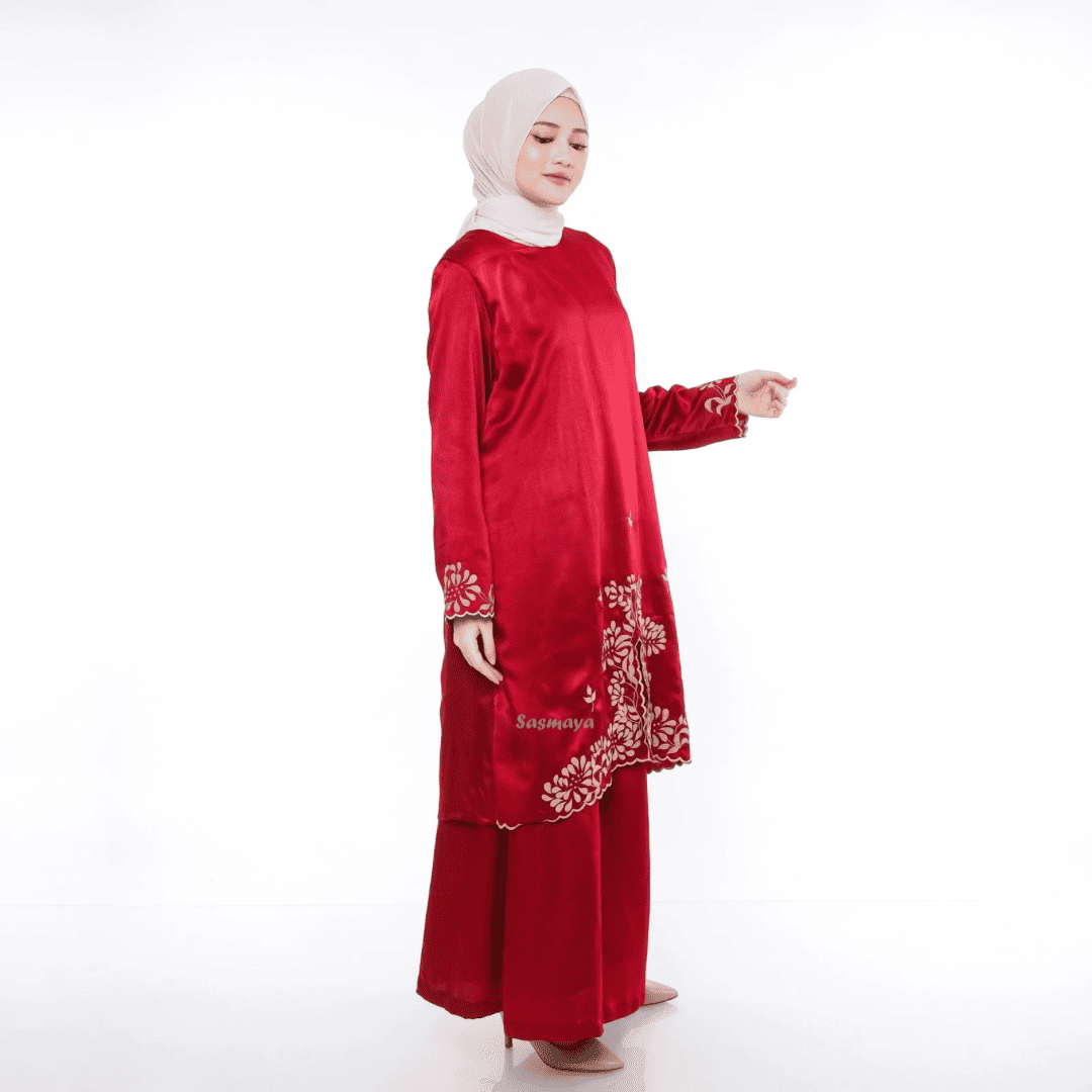 Malay Dress Kasiak Kasiak - Red - Image 4